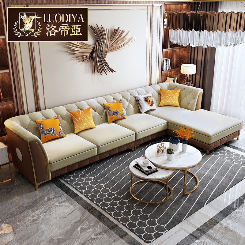 Modern minimalist Nordic Light Luxurious Leather sofa Small family style Living room tech leather Sofa Sofa Whole Portfolio Furniture Suit