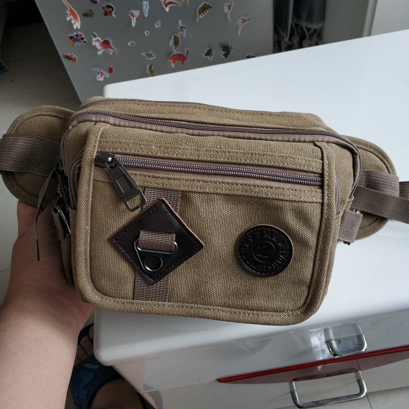 New Multifunctional Men's Waist Bag Men's Canvas Messenger Bag Large Capacity Men's Bag Sports Leisure Outdoor Shoulder Bag