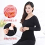 Bà bầu đồ lót nhiệt mùa thu và mùa đông cho con bú áo ấm màu rắn cổ tròn cộng với nhung dày tháng quần áo cho ăn quần áo sữa quần áo mùa thu áo giữ nhiệt nam nhật bản