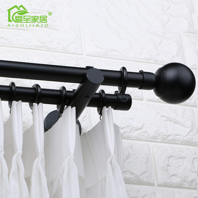 Window curtain rod Roman rod iron art bar black single-lever double-lever curtain track curtain frame Roman column aluminium alloy