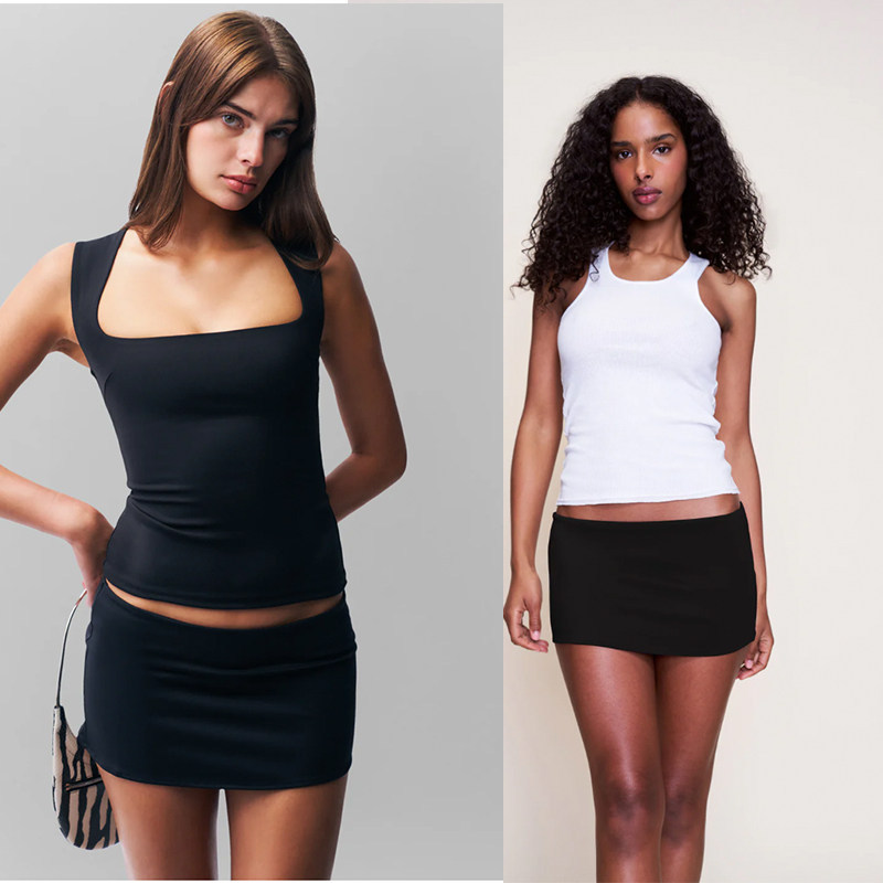 Guizio Low-Waist Elastic Short Skirt American Style Sexy Slim Fit Versatile Mini Micro A-Line Skirt with Safety Shorts Inside Guizio Low-Waist Elastic Short Skirt American Style Sexy Slim Fit Versatile Mini Micro A-Line Skirt with Safety Shorts Inside