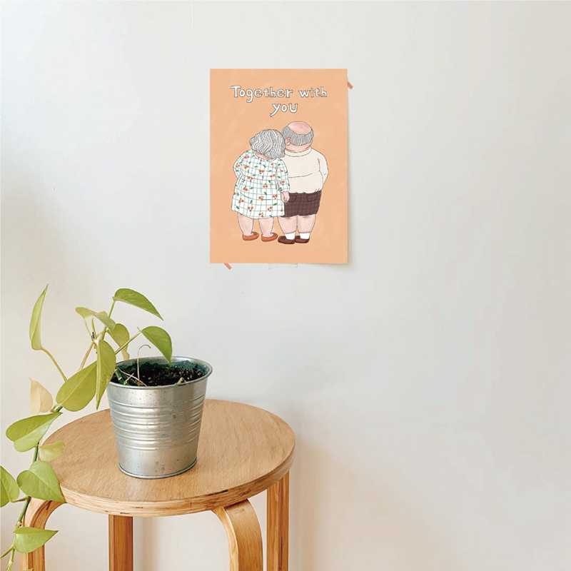 ins new pint cozy hand-painted style old grandpa old granny series poster wall decoration pictorial background