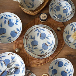 Underglaze Color Tableware Food Grade Ceramic Bowl Household 2025 New Chinoiserie Retro High-Value Chaozhou Ceramic Tableware