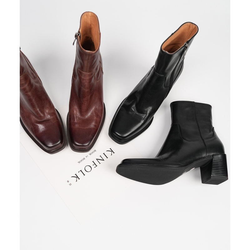 Fermina Commuter Silent Short Boots for Women, Chunky Heel High Heels, New Style Ankle Boots, French Fashion Boots, Martin Boots