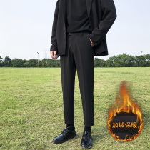 Autumn and winter velvet hanging trousers men ins straight loose fat large size casual Korean version of the trend wild pants