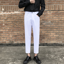 Spring pendant feeling pants male loose 90% pants Korean version straight cylinder pure color casual pants white tide handsome young Western pants