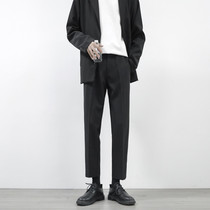Spring Little Western pants Mens straight cylinder loose for casual workout suit pants covety Korean version trend black big code 90% pants