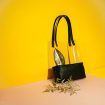 Three Bananas Independent Design Simple Transparent Contrast Handmade Customized New Personality One-Shoulder Tote