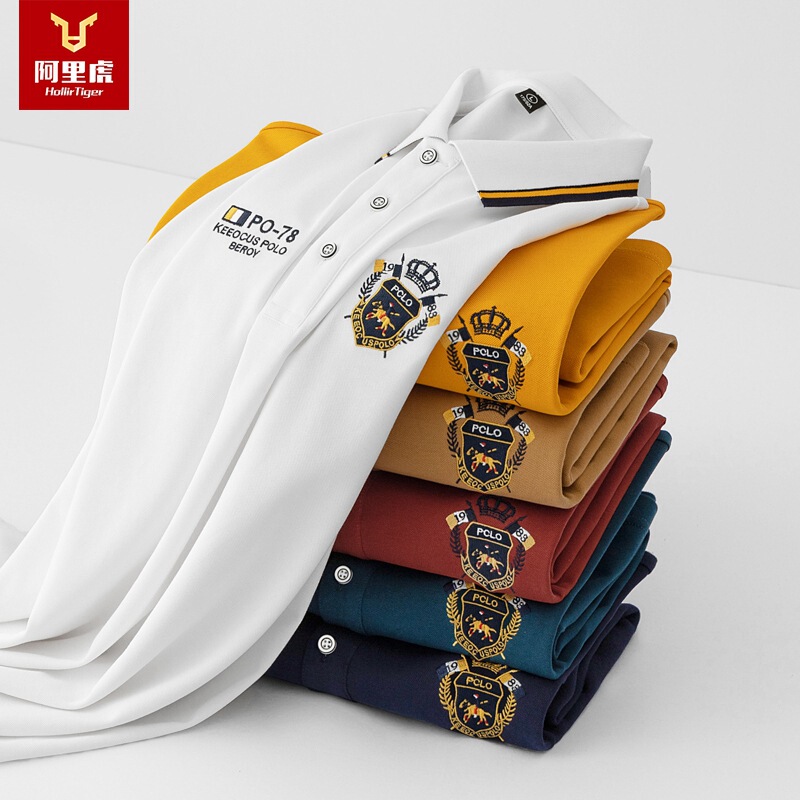 Paul's Official Brand New Autumn Embroidered Long-Sleeve Casual Business Fashion Polo Shirt for Middle-Aged Men