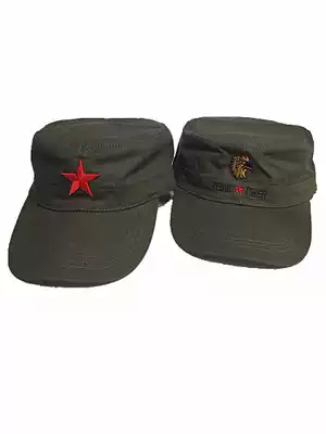 Pure cotton army green five-pointed star red star flat top hat Autumn and summer sun hat Airborne division military hat baseball cap cap