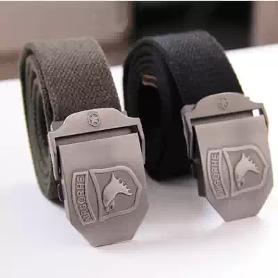 Airborne division alloy head men and women military fans outdoor tactical Inner Belt canvas woven waist nylon armed belt