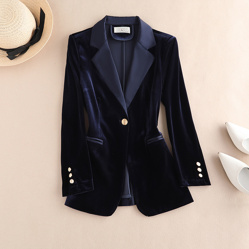 Velvet Blazer for Women 2026 Spring and Autumn High-End Professional Fashion Elegant Drape Black Suit Set