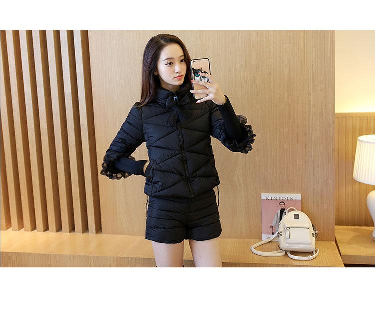 Thu đông 2018 phiên bản Hàn Quốc mới của bộ đồ hai dây cotton thời trang nhỏ nước hoa cotton ngắn quần áo cotton nữ tính khí 袄 thủy triều áo phao nữ dáng dài siêu nhẹ