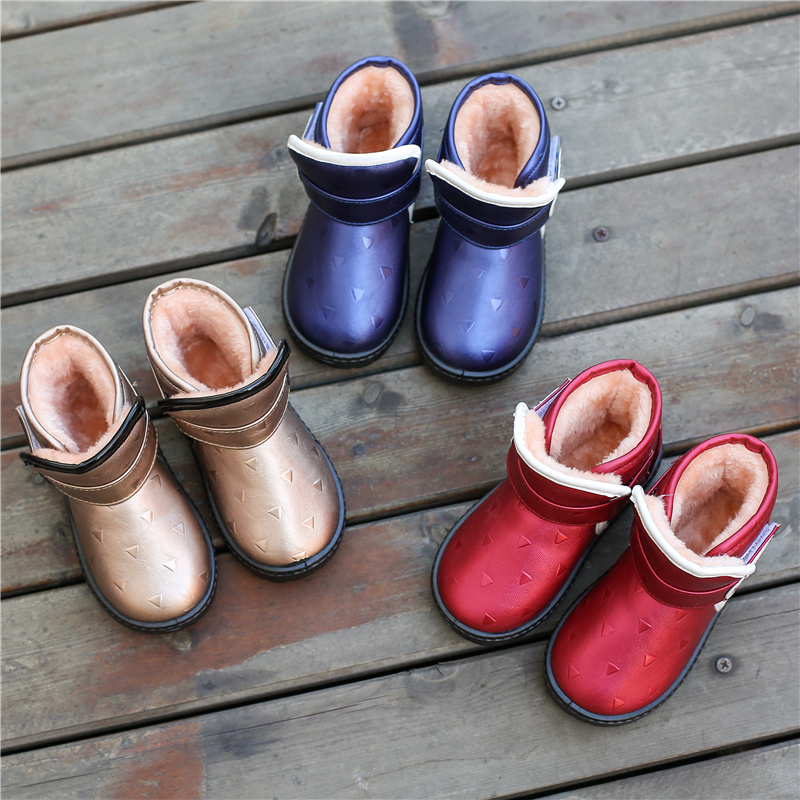 Children's snow boots boys shoes winter girls boots waterproof baby cotton plus velvet new 2018 tube boots