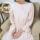 Phong cách cung điện retro cho người phụ nữ mang thai bộ đồ ngủ nữ công chúa cotton ren đồ ngủ dài cotton vải lanh gạc dịch vụ nhà mùa xuân và mùa thu - Đêm đầm