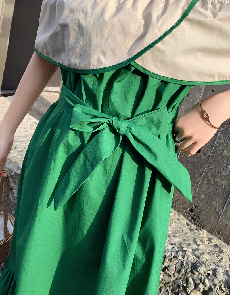 VK旗艦店 韓國風寬鬆荷葉娃娃領一字領蛋糕短袖洋裝