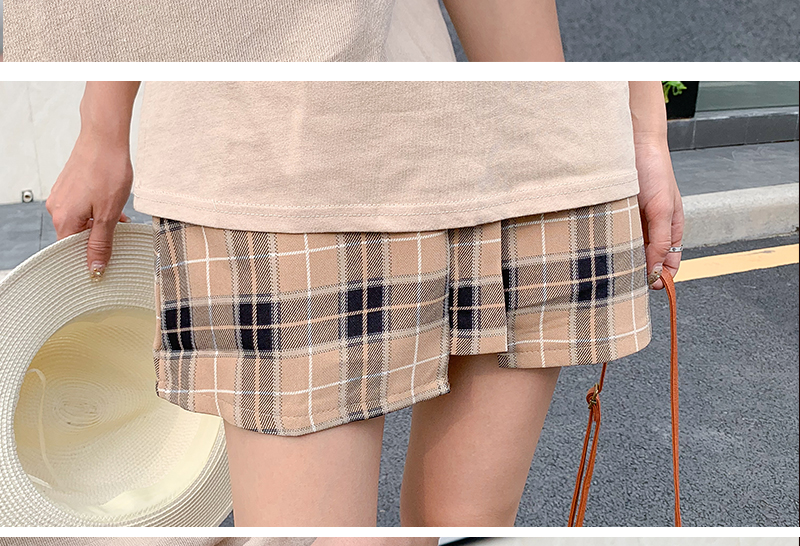 VK旗艦店 韓系字母印花t恤半身格子裙套裝短袖裙裝