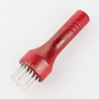 Pig skin insert pork hammer buckle meat needle meat insert meat loosener pork insert roasted meat insert beef tendon fork red and white wooden handle