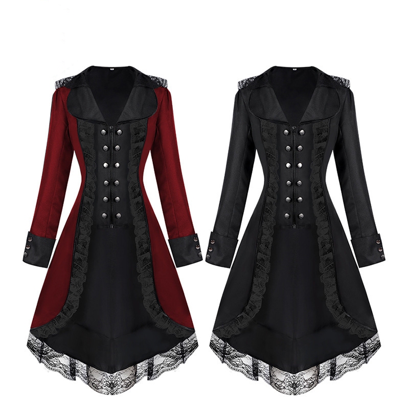 Halloween Steampunk Women's Clothing Medieval Retro Tailcoat Gothic Victorian Coat Cos Costume