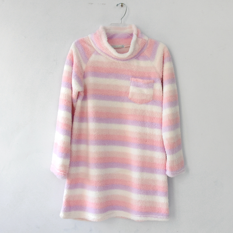 Nhật Bản mùa thu và mùa đông ngọt ngào sọc dài tay đồ ngủ đơn mảnh ngọn cashmere mềm mại trong dịch vụ đêm váy dài áo nam đẹp