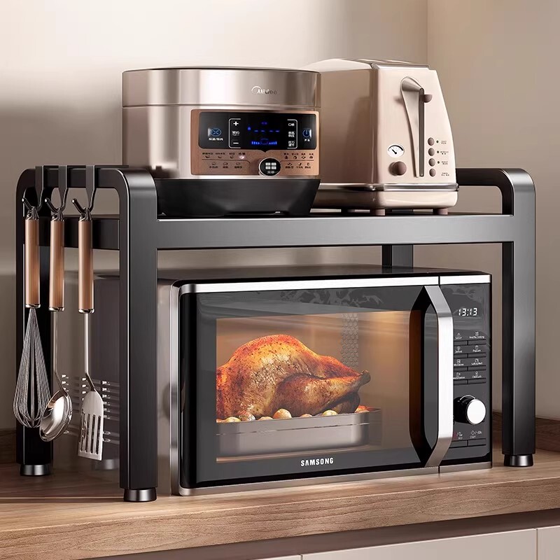 German Quality Retractable Kitchen Storage Rack Microwave Oven Rack Multi-Functional Countertop Rice Cooker Oven Storage Rack