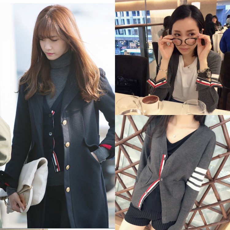 Mùa xuân và mùa thu nam tb cardigan của phụ nữ phần ngắn Hàn Quốc phiên bản của tự trồng đáy áo len V-Cổ áo len nam những người yêu thích áo khoác