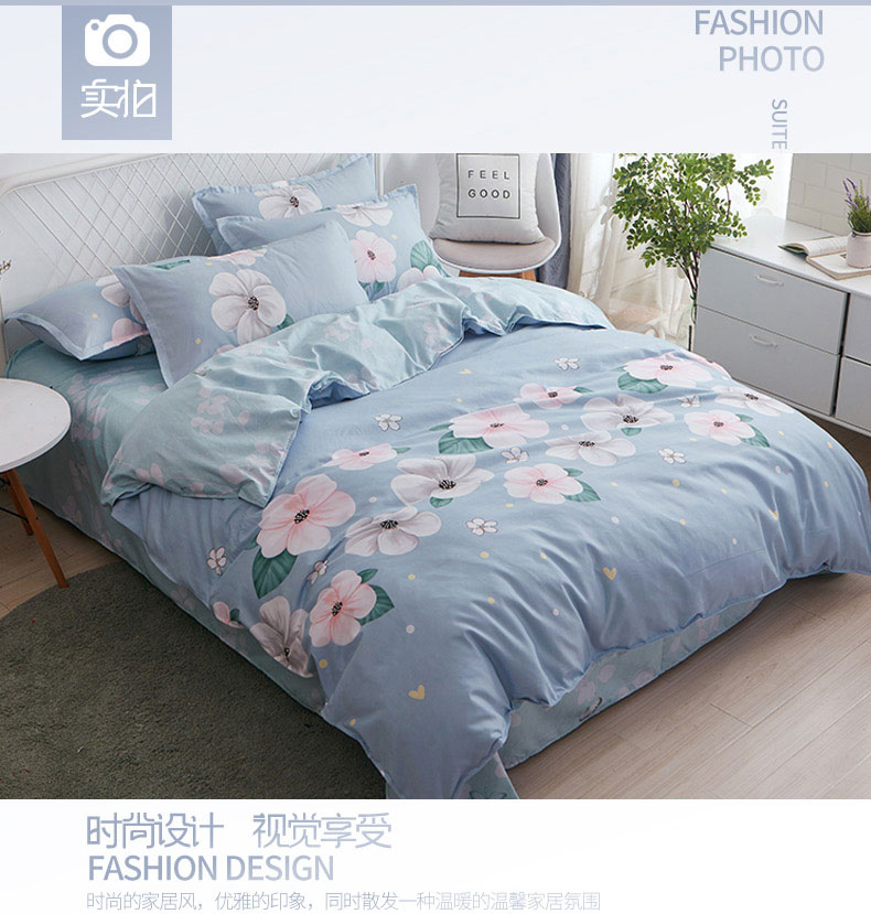 Bông chà bông bốn mảnh vải lanh chăn bao gồm một mét năm bộ đồ giường đơn bộ chăn ga gối