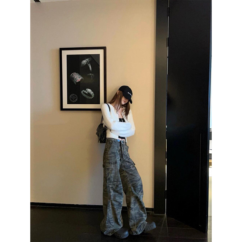 American-Style Camouflage Straight-Leg Work Jeans for Women, 2026 Spring and Autumn New High-Waisted Loose Wide-Leg Casual Pants American-Style Camouflage Straight-Leg Work Jeans for Women, 2026 Spring and Autumn New High-Waisted Loose Wide-Leg Casual Pants