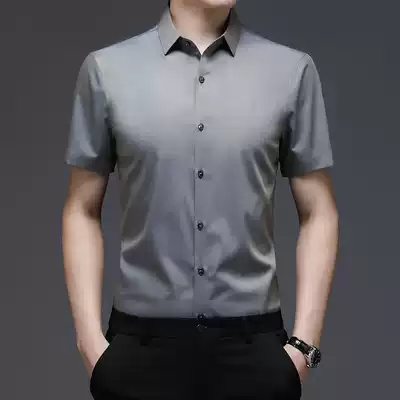 Mulberry silk short-sleeved shirt men's thin summer 2021 new shirt middle-aged men's dad's high-end T-shirt