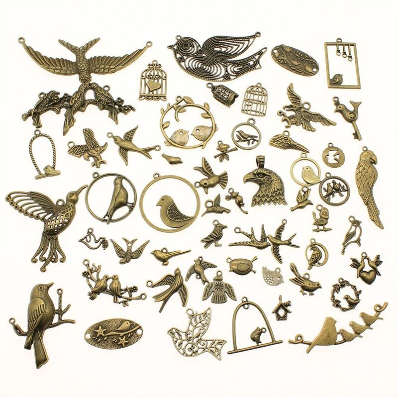 Bronze-Colored Bird Collection Mixed Vintage Pendants DIY Jewelry Accessories Creative Handmade Materials Small Parts