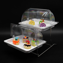 Buffet dessert display stand double transparent dust cover flip cover melamine cake snack tray commercial