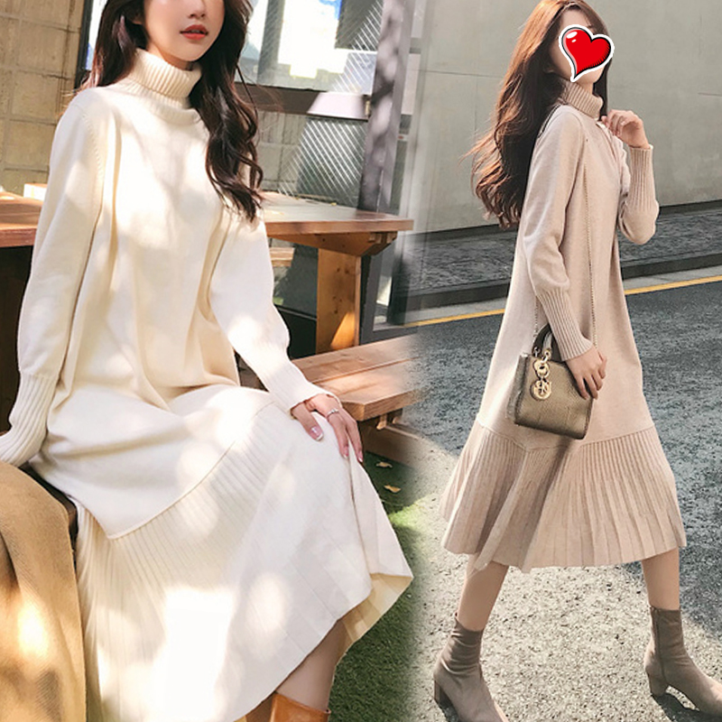 Pregnant women's autumn clothes blouses women 2023 new boomer ocean gas net red autumn and winter medium long sweater dress with dress fall-Taobao