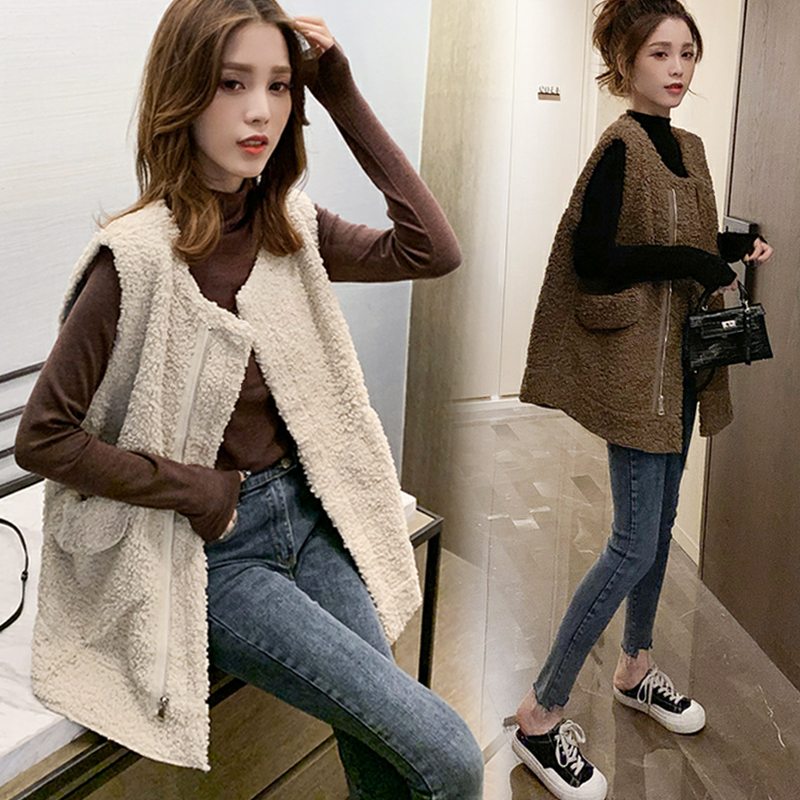 Maternity vest spring and autumn clothes loose lamb down maternity tops 2022 new spring and autumn style jacket out of the horse clip