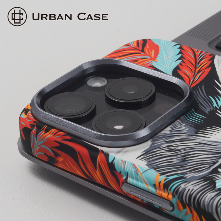 Urban Blue-Eyed Cat Feather Portrait iPhone Case