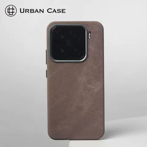 URBAN CASE Brown Woven Leather Camera Housing Phone Case for 15