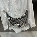 Весенний летний лонгслив, цепь, ожерелье, рубашка, блестки для ногтей, юбка, комплект, 2023 года, длина миди