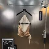 Yuzu мм 2025, летняя универсальная утягивающая шифоновая рубашка с открытыми плечами и леопардовым принтом, висящая на шее, галстук, жилет