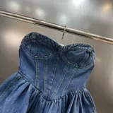 Корсет, джинсовый топ без лямок, осенний, по фигуре, европейский стиль