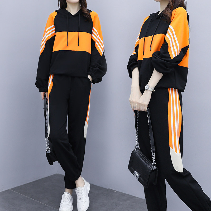 Casual sportswear suit female 2021 new autumn women's thick T-shirt spring and autumn famous brand early autumn fashion two-piece set
