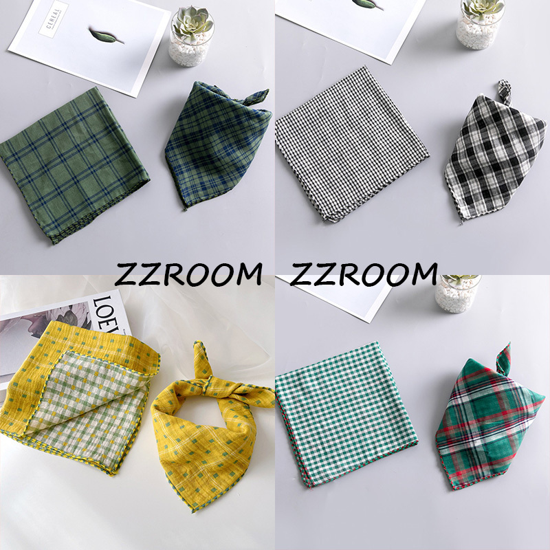 Zzroom 2025 Summer/ Cute and Handsome Plaid Small Scarf Bib Baby Neck Scarf for Boys and Girls
