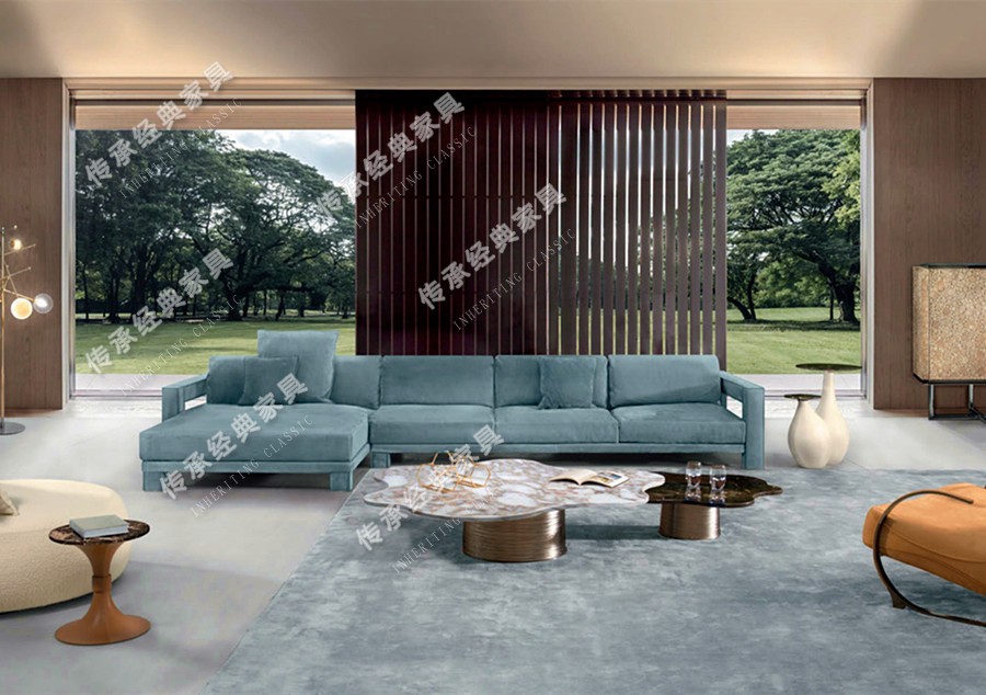 Willful minimalist frosted leather sofa Villa Size Family Mansion Custom Home Innate Modern Living Room Furniture