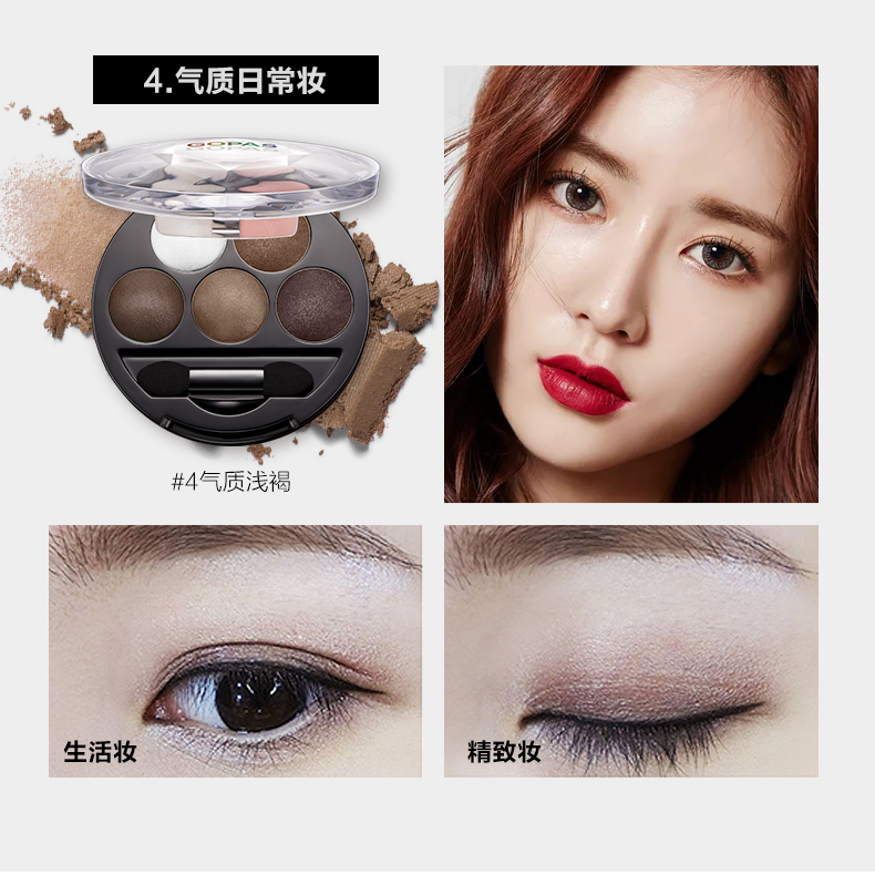 GOPAS / Gao Baishi ánh sáng và bóng mắt đĩa Trái đất ngọc trai ánh sáng mờ tằm đào trang điểm cá cô gái - Bóng mắt bảng mắt estee lauder