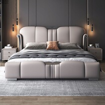 ls Italian style luxury light luxury style master bedroom king bed 1 82 bedroom home 1 5 meter storage wedding bed leather art bed