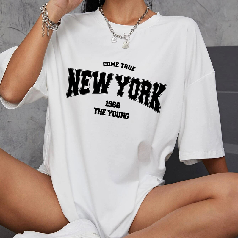 1968 the New York Tshirt New York Lettering Fashion Short-Sleeved Summer Fashion Short-Sleeved T-Shirt for Women ins