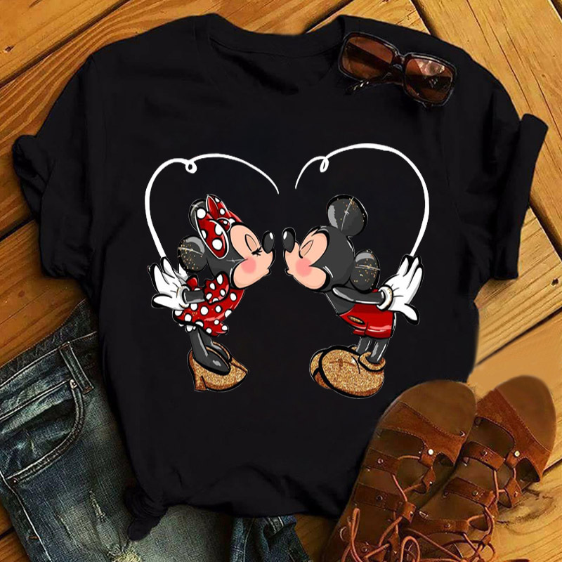 Mickey Minnie Tshirt Cute Cartoon Mouse Casual Short-Sleeved T-Shirt Top Round Neck Slimming Top Mickey Minnie Tshirt Cute Cartoon Mouse Casual Short-Sleeved T-Shirt Top Round Neck Slimming Top