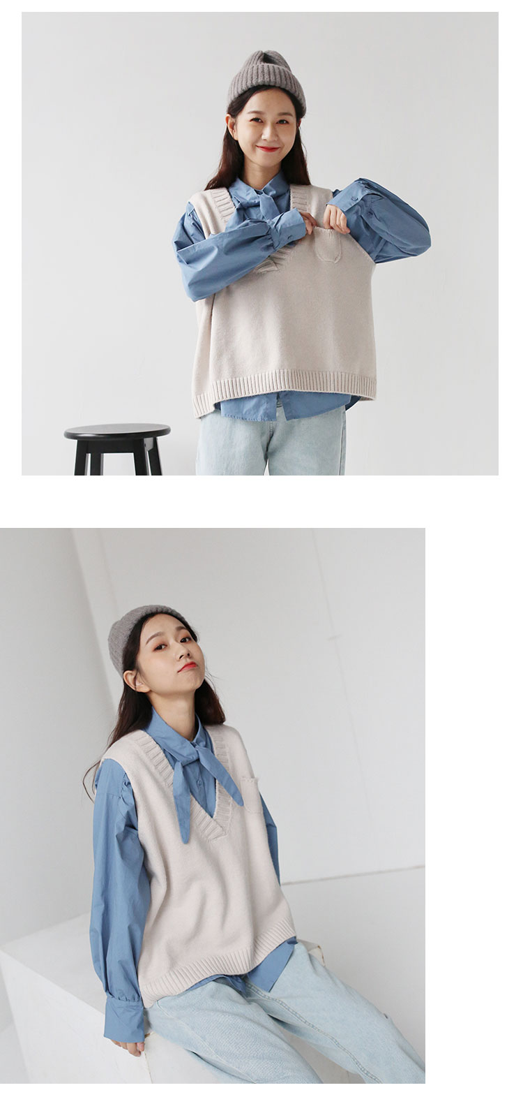 Miki socola / retro port gió áo len cổ chữ V áo len áo thun vest nữ áo len nữ mùa thu mới 2018 cardigan len