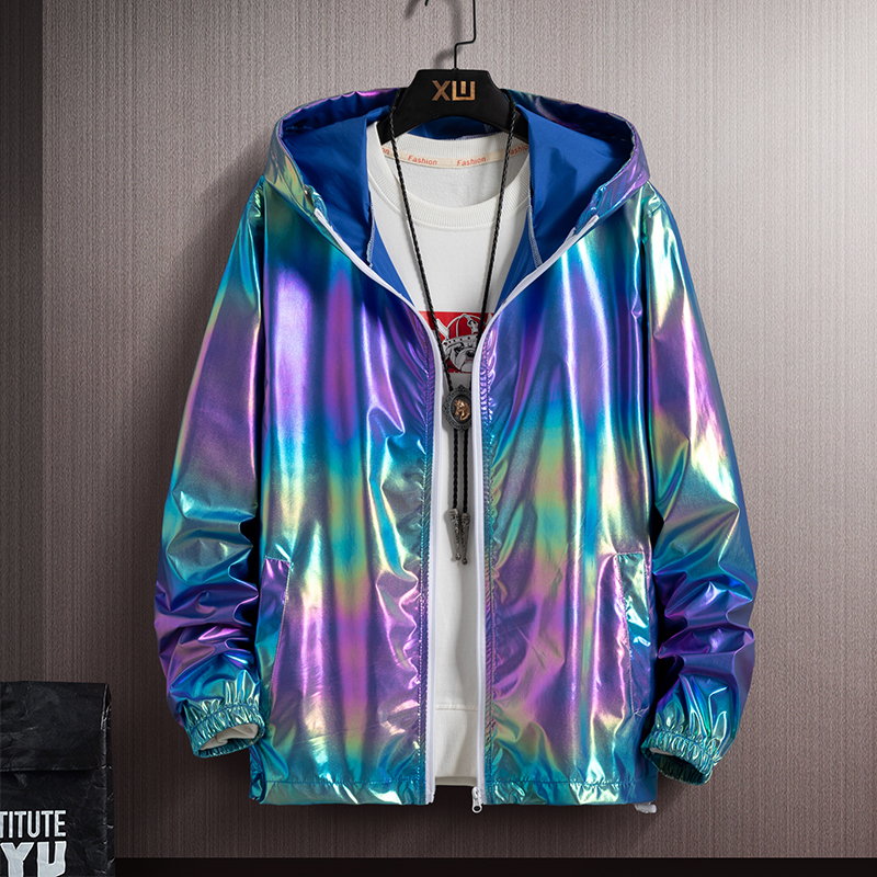 Summer Colorful Reflective Sun Protection Clothing for Men and Women Glossy Laser Colorful ins Hong Kong Trend Thin Jacket Korean Style Handsome Jacket