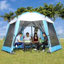 Multi-person sun-proof canopy hexagonal tent sunshade anti-mosquito gauze net rainproof pergola picnic fishing beach tent
