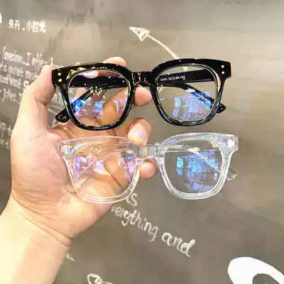 New ins net red retro Hong Kong style irregular frame BAO WEN color flat mirror black frame glasses female Korean version of the tide