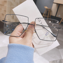 Anti-blue light large frame black near view eye mirror female can be matched with degree vegan and Korean version Chaunet red mens round face display slim frame